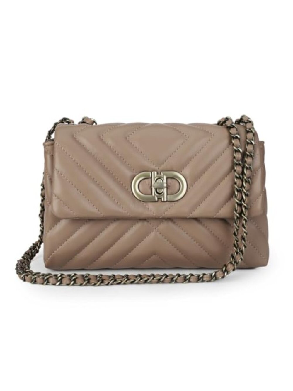 Quilted Faux Leather Crossbody Purse Convertible Shoulder Bag